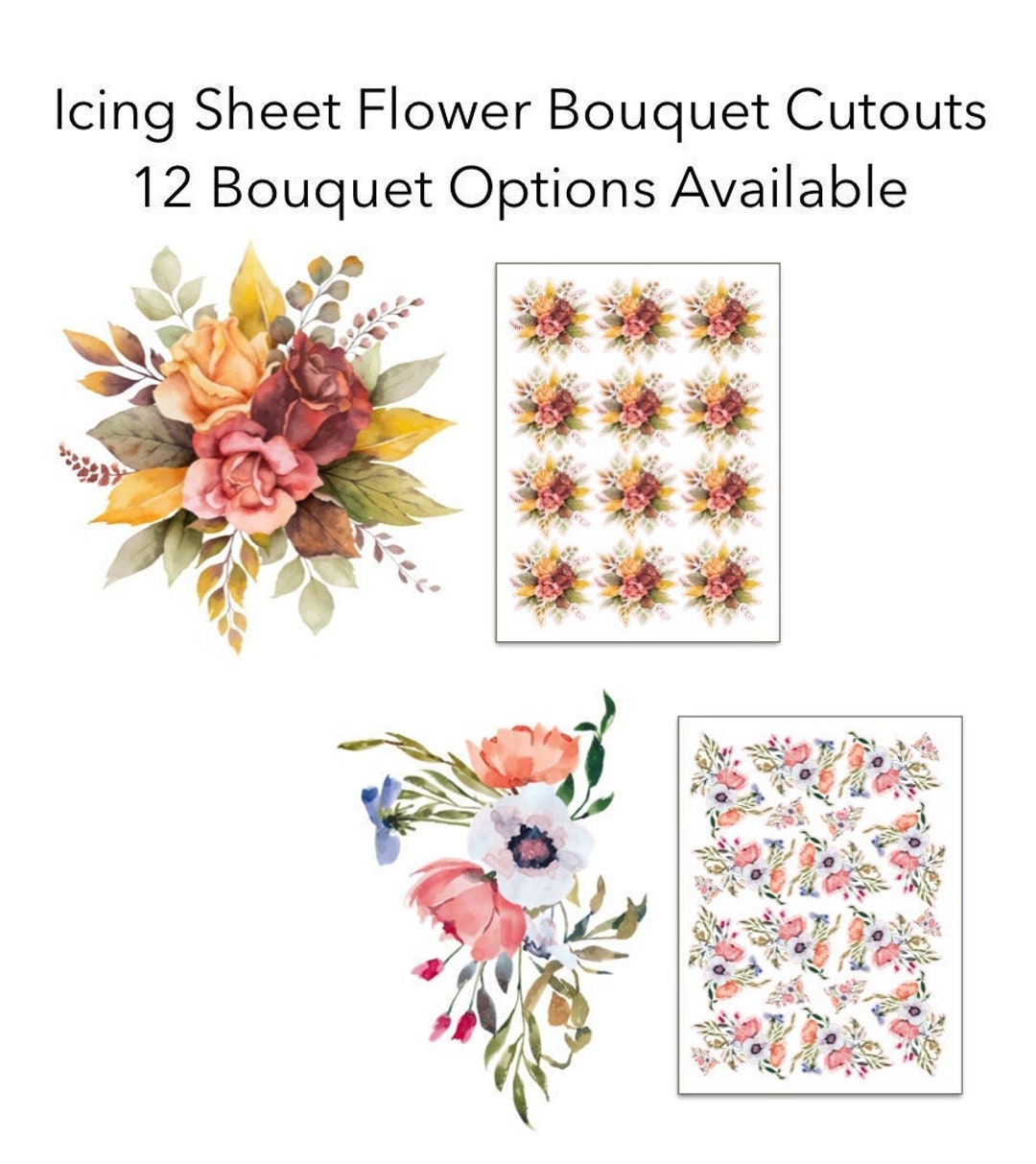 Icing Sheet Flower Bouquet Edible Cutouts Edible Papervariety of