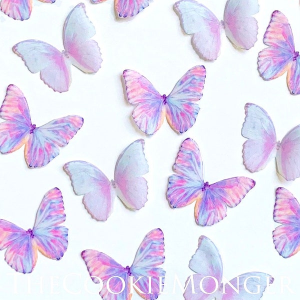 Shimmery Iridescent Wild Striped Combo Wafer Paper Edible Pre-Cut 3D Butterflies--15 Edible Butterflies