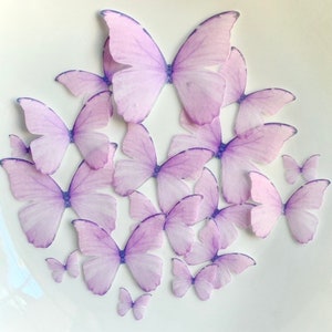 Soft Violet Edible Pre-Cut 3D Wafer Paper Butterflies--14 Multi-Sized Edible Butterflies