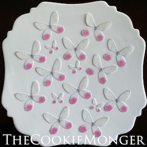 Shimmery White and Pink Edible Pre-Cut 3D Wafer Paper Butterflies