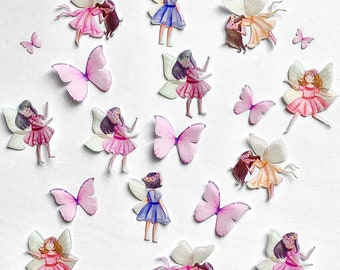 Pre-Cut Edible Fairies and Butterflies--12 Fairies and 9 Butterflies in Color of Your Choice