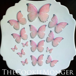 Shimmery Blush Pink Edible Pre-Cut 3D Wafer Paper Butterflies--14 Edible Butterflies