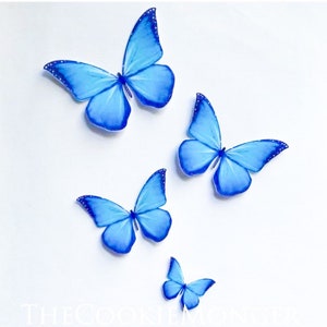 Edible Pre-Cut 3D Butterflies--Bright Blue and Black