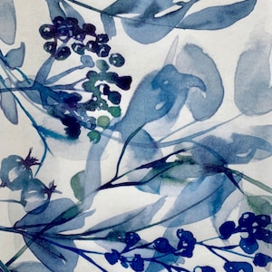 Blue and Olive Leaves and Berries Edible Paper