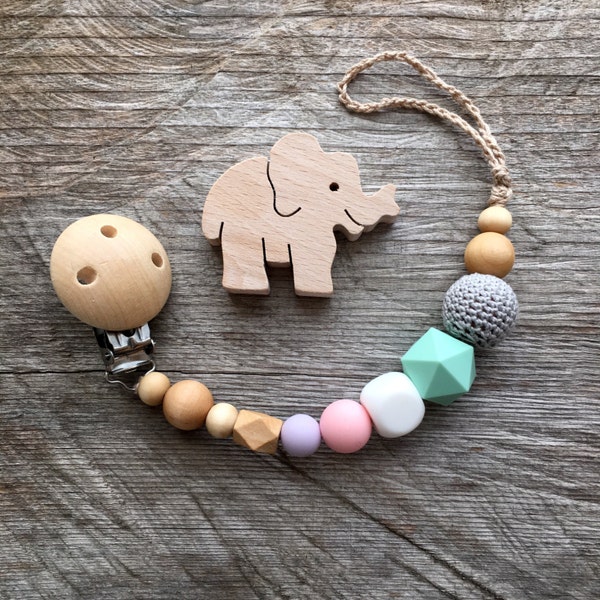 Wooden Pacifier holder silicone dummy clip crochet speenkoord holder Eco Friendly Baby Pacifier Clip Baby Shower Dummy Chain paci chain