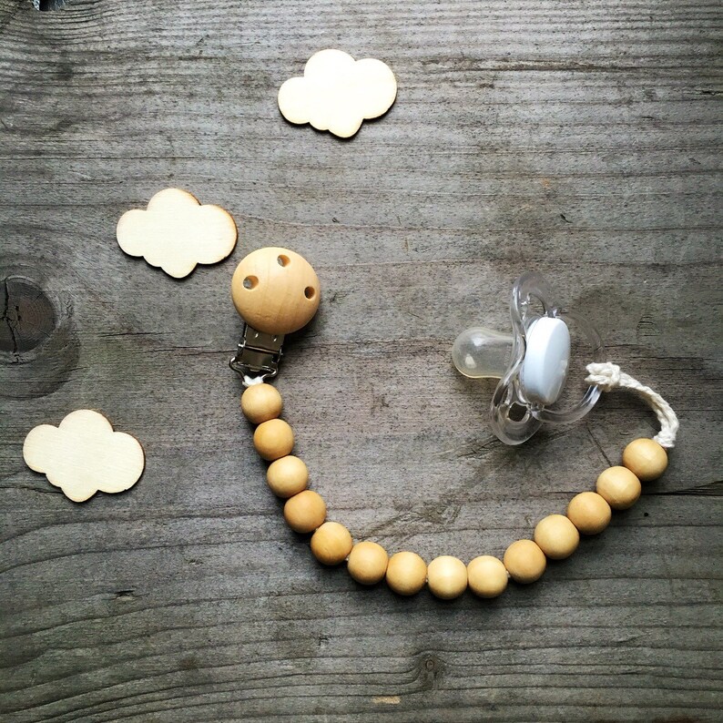 Handmade Pacifier Clip Natural wood pacifier holder Eco Etsy
