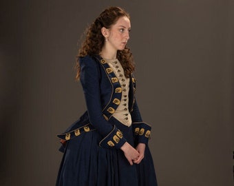 18th Century Costume Riding Habit Military Style Georgian Period Historical Reenactment Marie Antoinette Rococo Lady Worsley 1700's LARP
