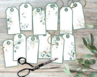 Label to print mark-place wedding, Eucalyptus birthday, to print yourself, digital file