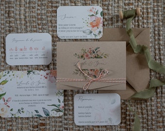 Invitation country wedding kraft flower