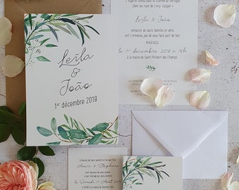 Faire-part mariage Eucalyptus et Olivier