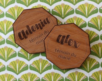 Badges mariage - TEMOINS POLYGONES sur mesure - Spiritus Naturae