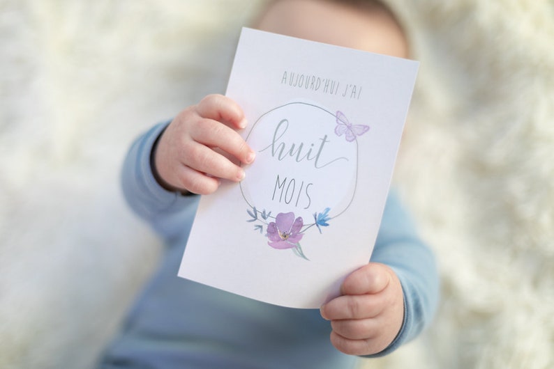 Card stage baby birth at 1 year old pink or blue image 8