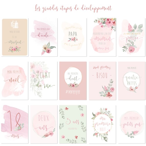 Cartes Etapes Developpement De Bebe Etsy Cartes Etapes Developpement De Bebe Etsy