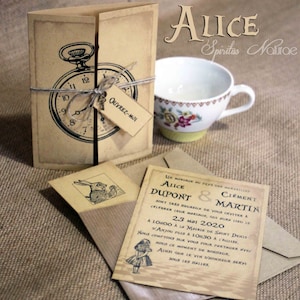 Wedding invitation Alice in Wonderland x10