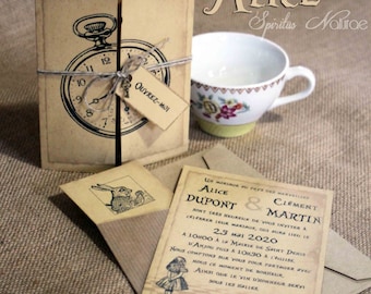 Wedding invitation Alice in Wonderland x10