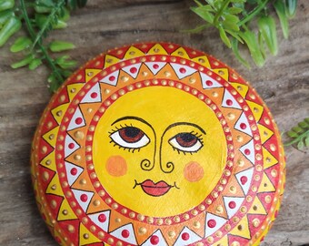 Sun, gift, birthday, thank you, painted stone, mandala, hand-painted, birth, sick visit