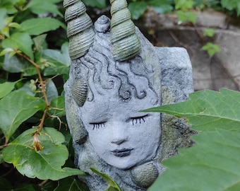 Sculpture, little mermaid, shell, figure, decoration, mini pond, pond
