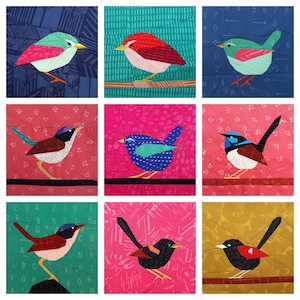 Wren Bird Quilt Pattern Bundle Foundation Paper Pieced 6 inch 12 inch image 1