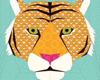 Tiger Foundation Paper Pieced Quilt Muster - 20 x 20 Inch