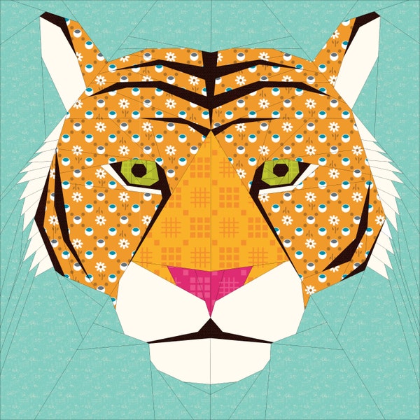 Tiger Foundation Paper Pieced Quilt Pattern- 20 x 20 Inch
