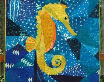 Treasure of the Sea 50 Inch Foundation Paper Pieced Seahorse Quilt Pattern