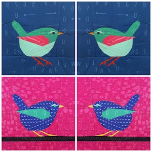 Wren Bird Quilt Pattern Bundle Foundation Paper Pieced 6 inch 12 inch image 6