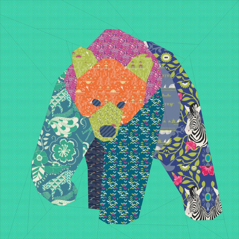 Little Bear Foundation Paper Pieced 12 Inch Quilt Pattern image 1