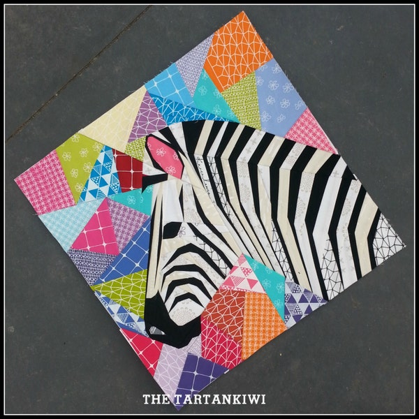 20 Inch Zebra in Profile Foundation Paper Pieced Quilt Pattern