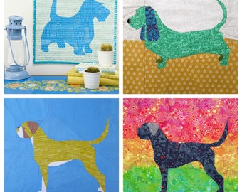 Paquete de patrones para colchas de perros, técnica de patchwork con papel (descarga digital)