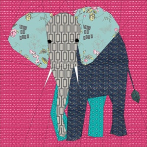 Elephant- A Foundation Paper Pieced Animal Quilt Pattern- 24 Inch