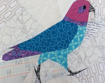 Kea (New Zealand Alpine Parrot) 12 Inch Foundation Paper Pieced Quilt Pattern