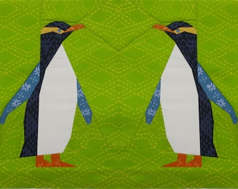 Yellow Eyed Penguin - A Foundation Paper Pieced Quilt Block Pattern- 12 Inch