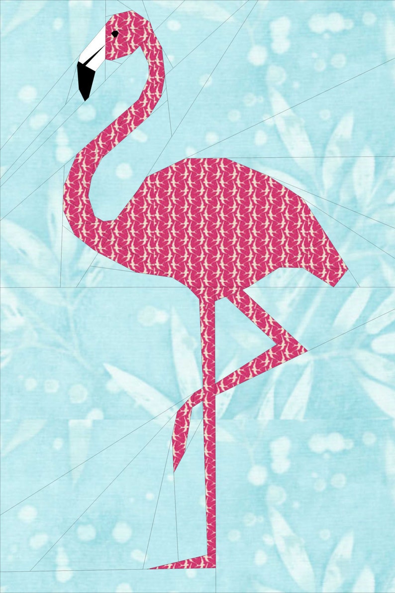 Flamingo A Foundation Paper Pieced Bird Safari Quilt Pattern 12 x 16 pouces image 2