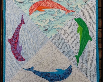 Swimming in Circles- A Foundation Paper Pieced Dolphin Quilt Pattern