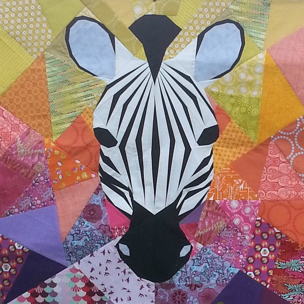 Mega Zebra Mania 40 Inch Foundation Paper Pieced Quilt Pattern