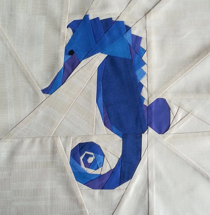 Small Seahorse Foundation Paper Pieced Quilt Pattern 14 inch image 2