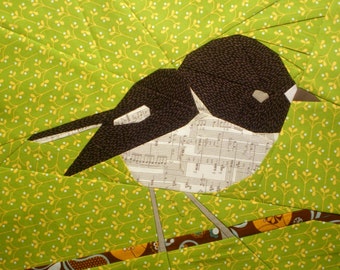 Tomtit - Ein 12 Zoll Foundation Papier Stück Vogel Quilt Muster