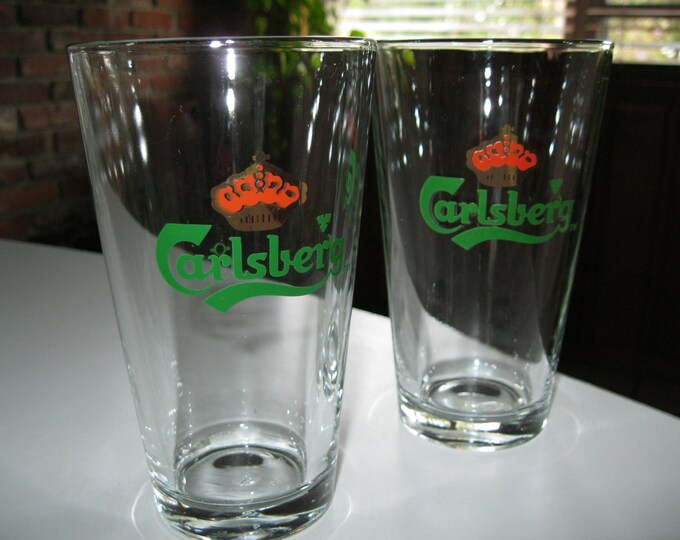 Carlsberg Beer Glasses Set of 2 Carlsberg Bar Glasses Etsy