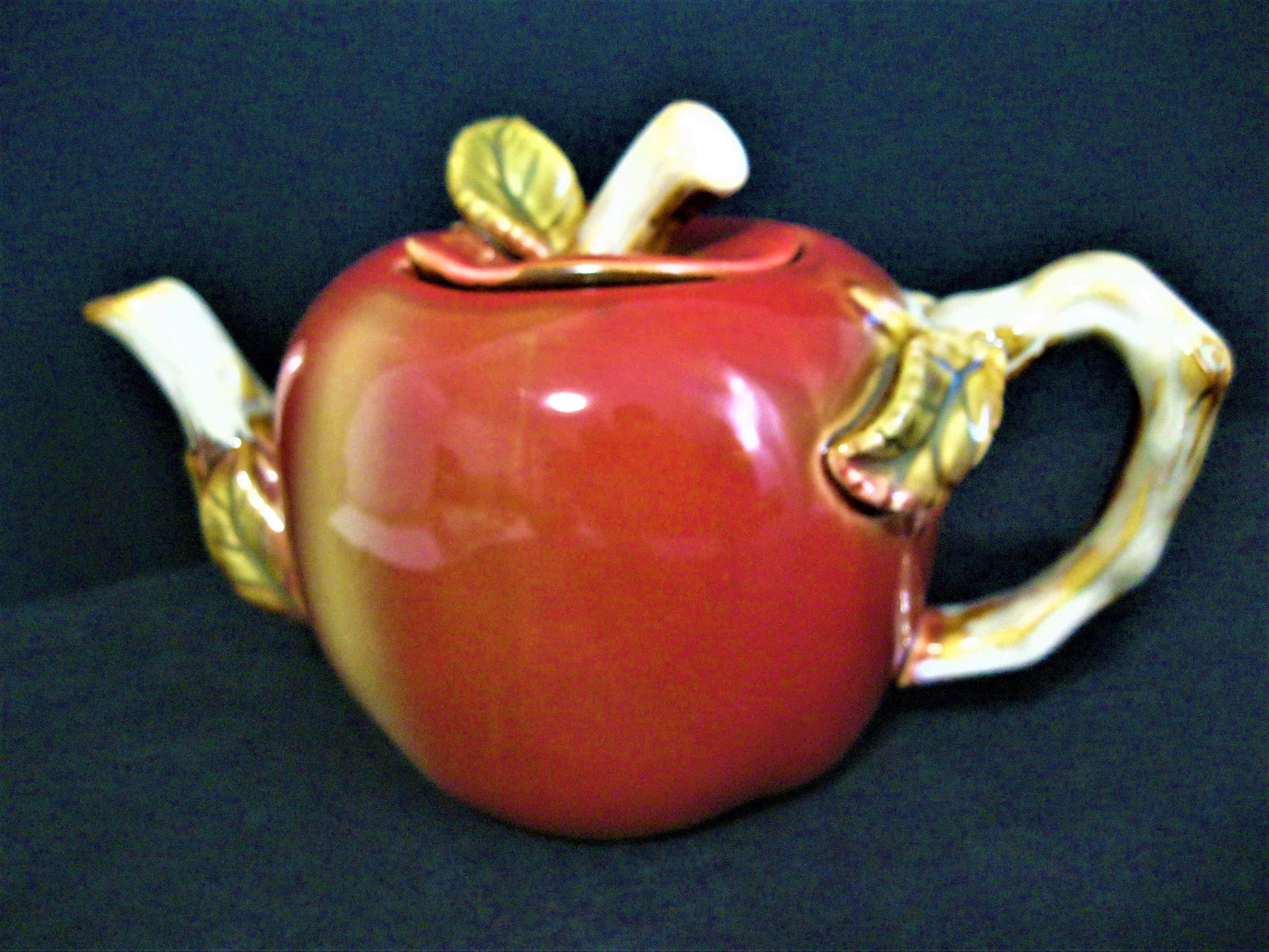 Vintage Apple Teapot Ceramic Apple Teapot Majolica Style Etsy