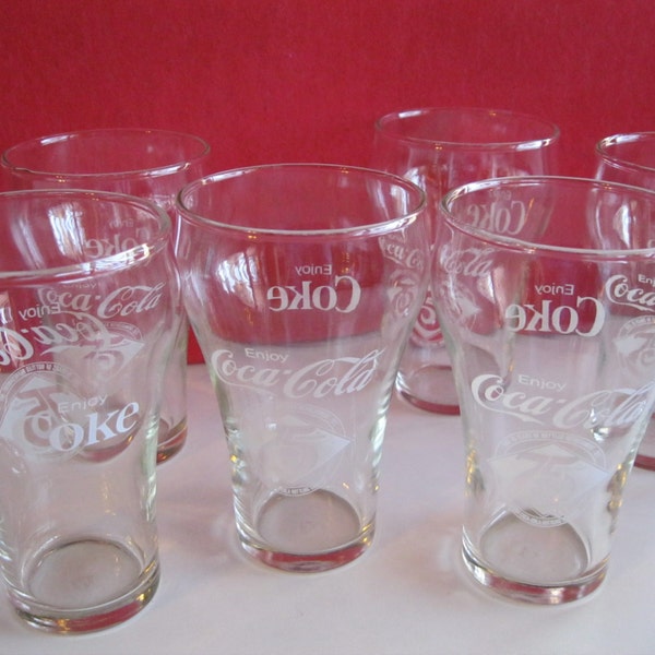 Coca Cola 75th Anniversary Glasses Set of 6, Vintage Coca-Cola Glasses