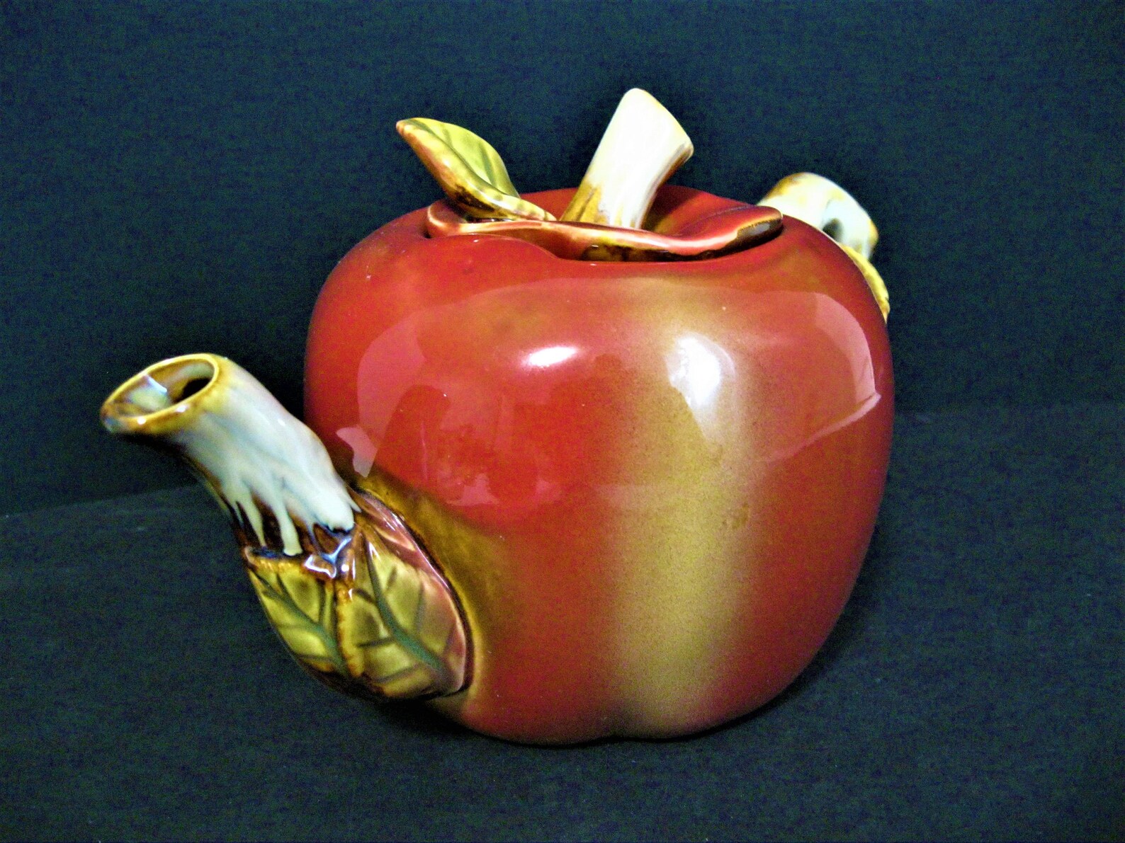 Vintage Apple Teapot Ceramic Apple Teapot Majolica Style Etsy