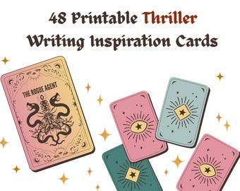Tarot Writing Cards Thriller, Printable PDF, Single & Double-Sided | Overcome writer&#39;s block | Inspire your next story | Gift for authors
