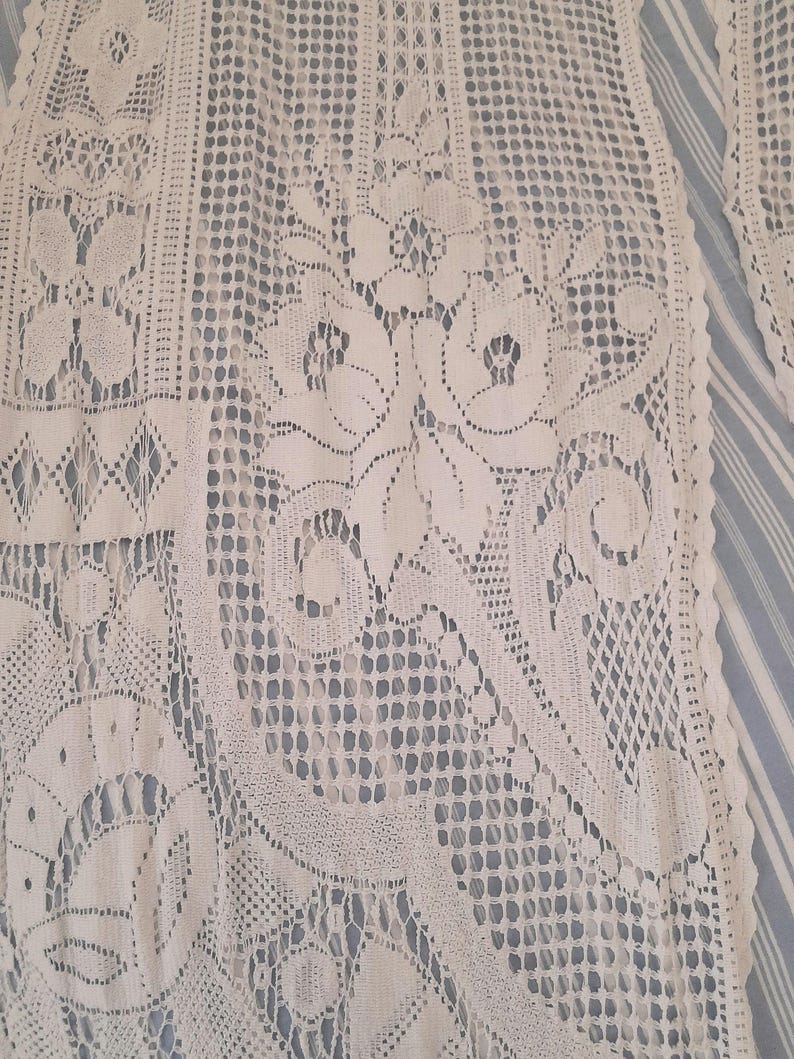 Filet Textile ART DECO TALL French Filet Panels, Curtains, Fringe, Liberty, 1930 ...