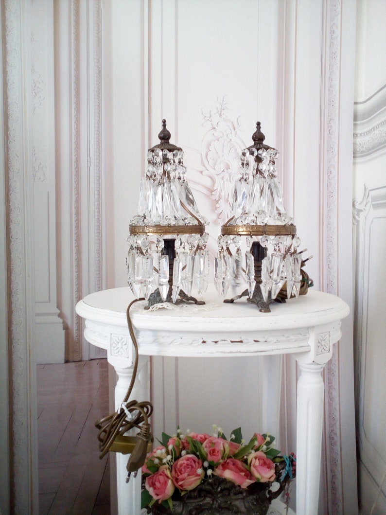 Crystal Table Lamps Antique French Italian Bedside Empire Etsy