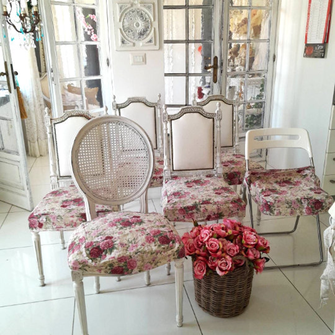 Reserved French Vintage Chair Covers in Thick Cottonroses Etsy