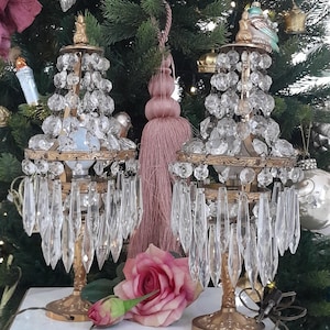 NEWGirandole lamps Pair Crystal antique french italian table bedside empire nightstand ,Chandelier,candelabra, montgolfier style, table lamp