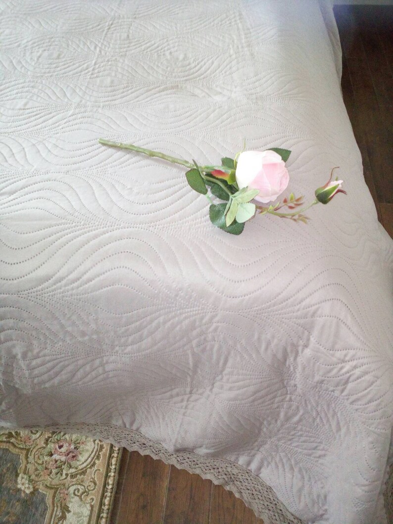 KING SIZE Taupe Quilted Throw Boutis Poly/cotton Etsy