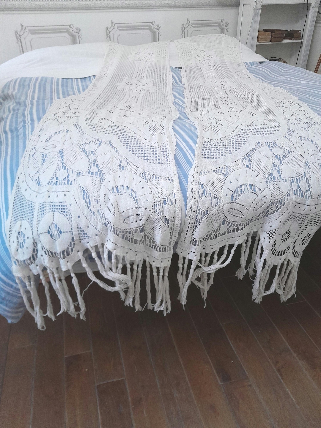 Filet Textile ART DECO TALL French Filet Panels, Curtains, Fringe, Liberty, 1930 ...