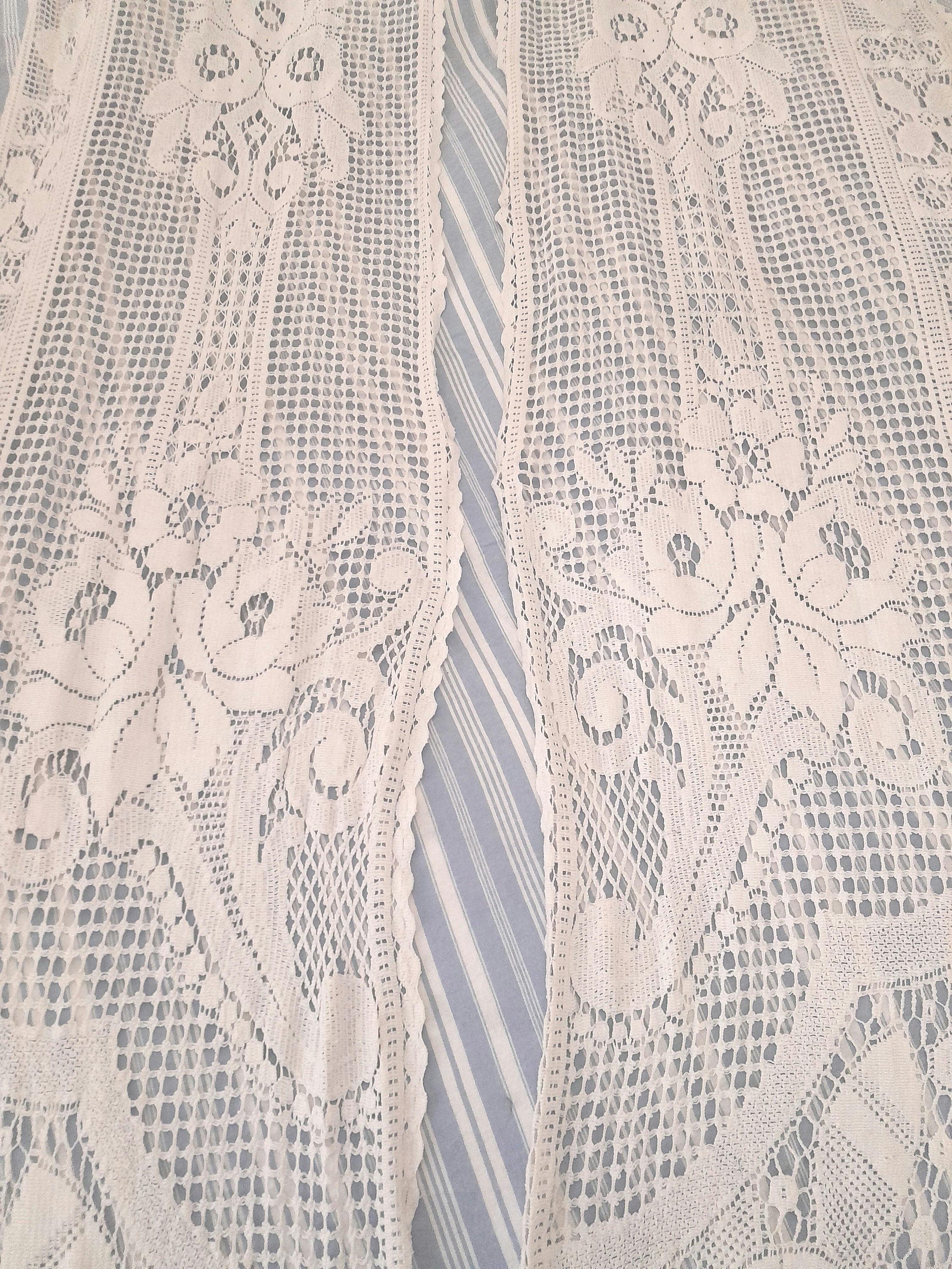 Filet Textile ART DECO TALL French Filet Panels, Curtains, Fringe, Liberty, 1930 ...