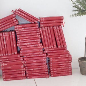COLLECTION necklace 70 faux leather spiritual books,italian,bordeaux cover,perfect for a library,abookcase,a school,aChurch or an Art Cafè